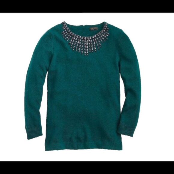 ✨ J Crew Jewel Embellished Wool Blend Sweater - Picture 1 of 6